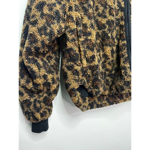 Lou & Grey for Loft leopard print hooded full zip bomber Jacket Size XS - Picture 3 of 6